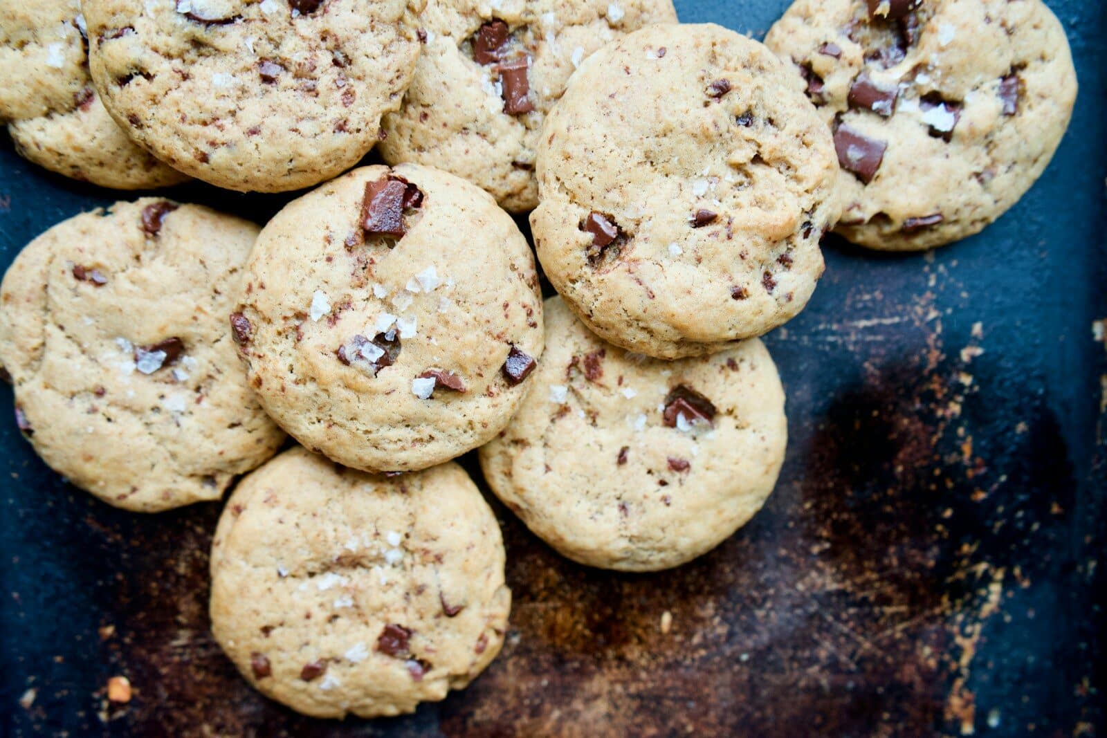 brown cookies on blue ceramic plate