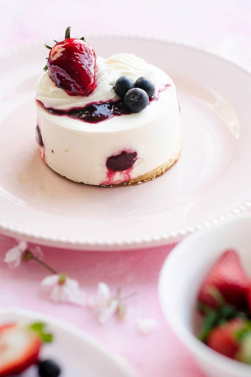 white and brown cake on white ceramic plate